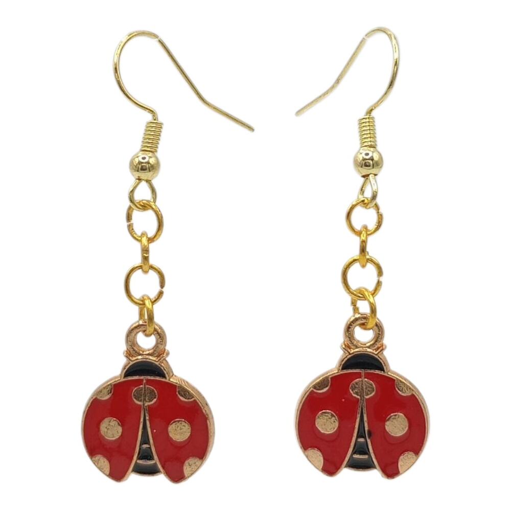 Ladybug Charm Dangle Earrings – Cute Red & Black Jewelry Lady Bug jewelry
